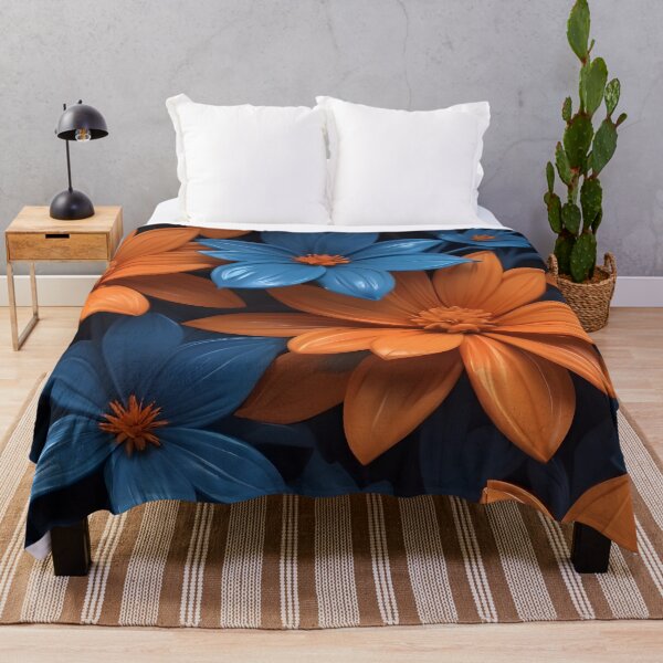 Artikelvorschau, Orange And Blue Flower Pattern entworfen und verkauft von TheArtOfPat.