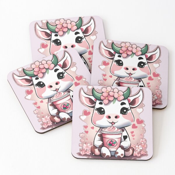 Item preview, Cute cow drinking coffee designed and sold by Flamprincesss.