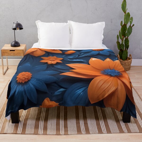 Artikelvorschau, Orange And Blue Flower Pattern entworfen und verkauft von TheArtOfPat.