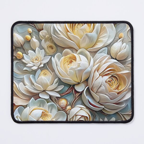 Item preview, Elegant floral bas-relief 3D pattern of beautiful white roses designed and sold by Rostislav Bouda.