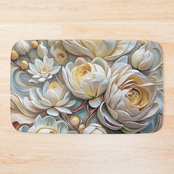 Item preview, Elegant floral bas-relief 3D pattern of beautiful white roses designed and sold by Rostislav Bouda.