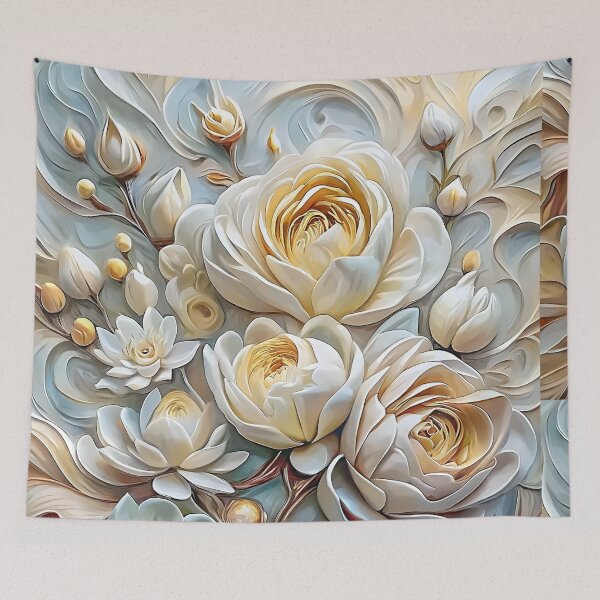Aperçu de l'œuvre Élégant motif 3D en bas-relief floral de belles roses blanches créée et vendue par Rostislav Bouda.