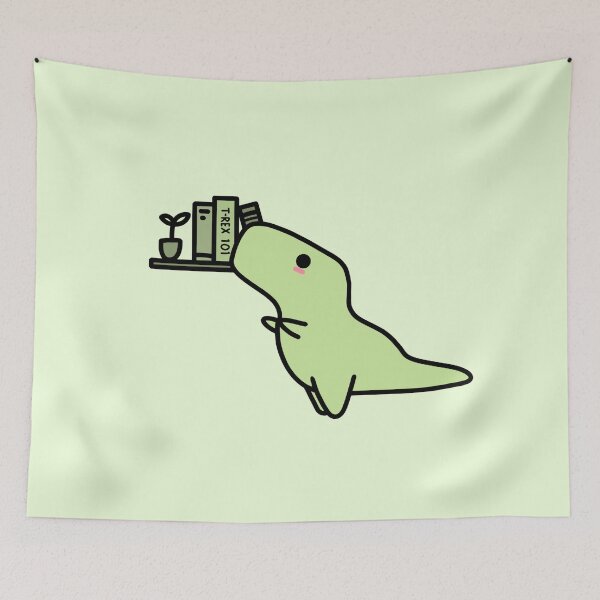 Item preview, Green T-Rex reaching for book designed and sold by Cre8iveCat.