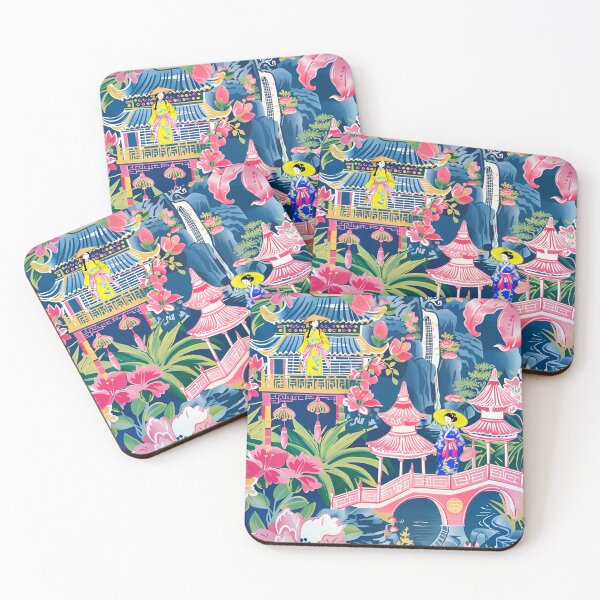 Item preview, Chinoiserie garden with court figures designed and sold by SophieClimaArt.