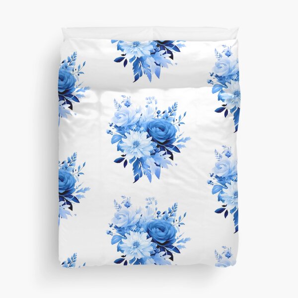 Flower bouquet blue denim design trend color Bettbezug