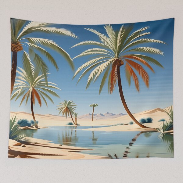Item preview, A Quiet Desert Oasis—Sand Dunes and Date Palms designed and sold by AspirationalArt.