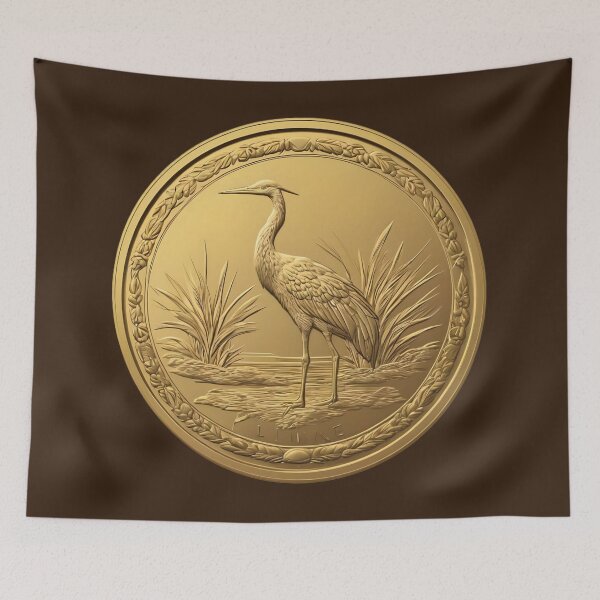 Item preview, OCHER YELLOW COIN A CRANE designed and sold by Ciervo Primavera.