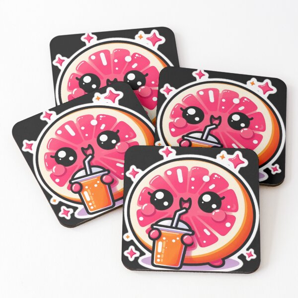 Item preview, Kawaii Pink Grapefruit with Smoothie designed and sold by BeardedTree.