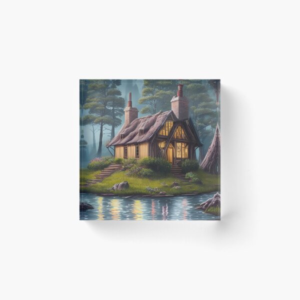 Item preview, Tranquil Riverfront Lodge in the Woods designed and sold by ArtistryTouch.