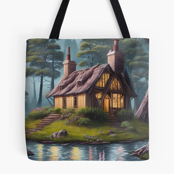 Item preview, Tranquil Riverfront Lodge in the Woods designed and sold by ArtistryTouch.