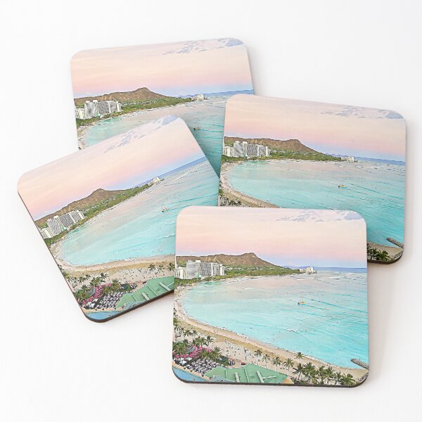Item preview, Hawaii sunset, Waikiki beach, Hawaii art, hawaii print designed and sold by rllgrck.