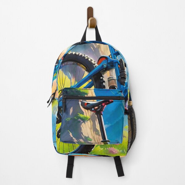 Item preview, Mountain Majesty: Detailed Blue Bike Amidst the Peaks designed and sold by GrizzlyCollective.