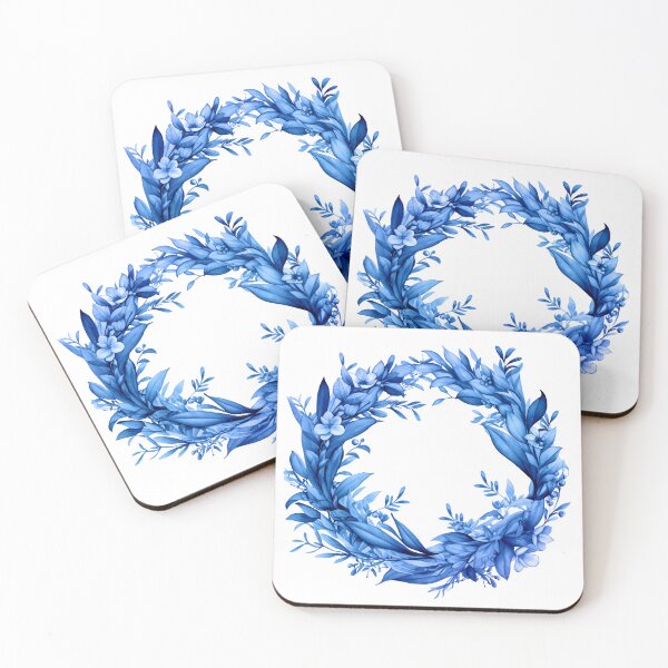 Item preview, Blue floral wreath with flowers and flowers in a blue denim design designed and sold by Robert Biedermann.