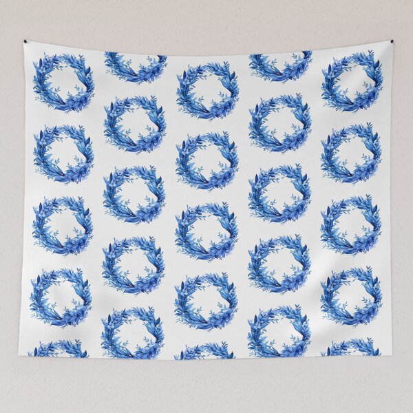 Item preview, Blue floral wreath with flowers and flowers in a blue denim design designed and sold by Robert Biedermann.