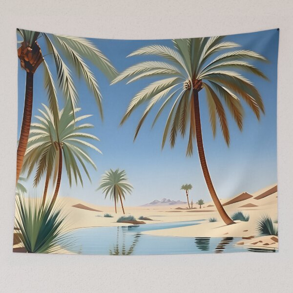 Item preview, A Quiet Desert Oasis—Sand Dunes and Date Palms designed and sold by AspirationalArt.