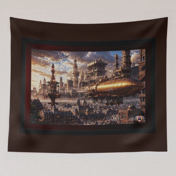 Item preview, Steampunk Ship Over The City Mesmerizing AI Concept Art by Xzendor7 designed and sold by Xzendor7 Digital Art Creations.