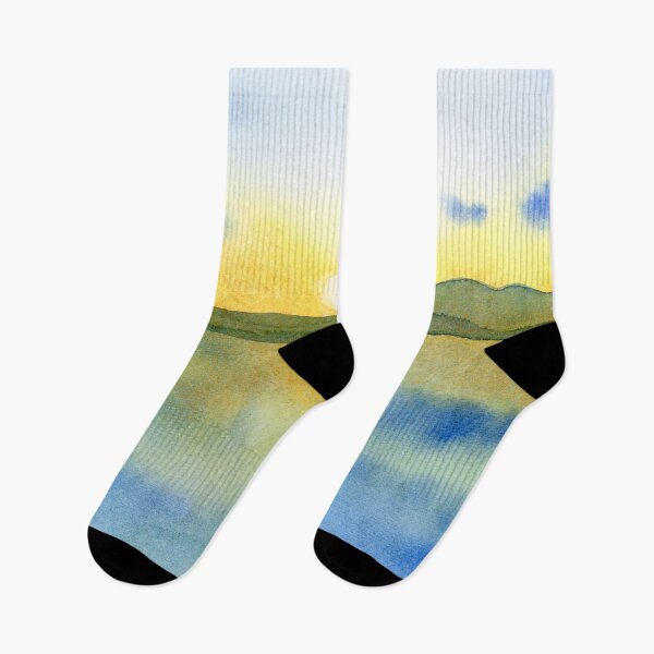 Item preview, Watercolor landscape sunset over lake designed and sold by Sonderblume.