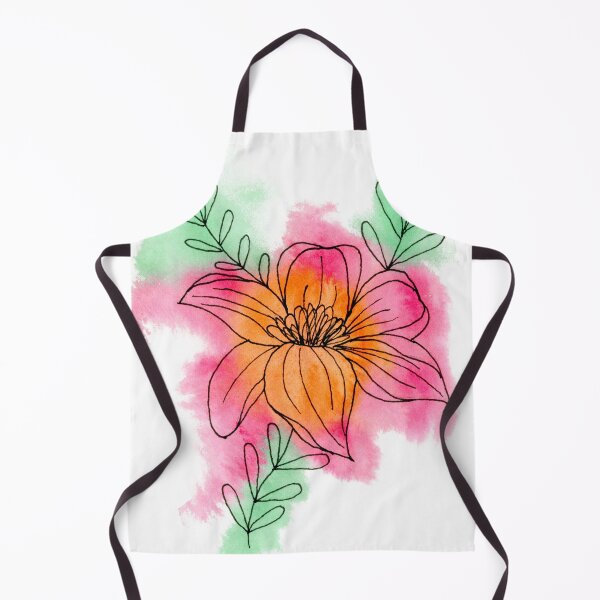 Item preview, Lineart flower on watercolor blobs designed and sold by Sonderblume.