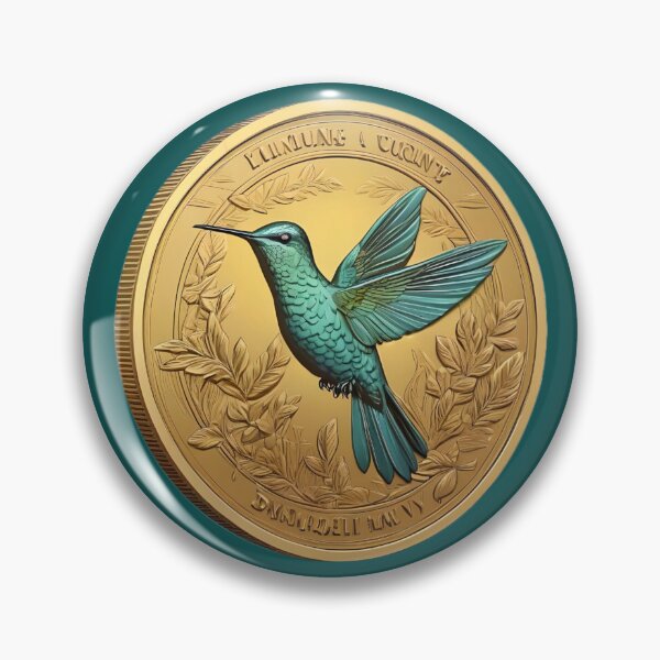 Item preview, OCHER YELLOW COIN A HUMMINGBIRD. designed and sold by Ciervo Primavera.