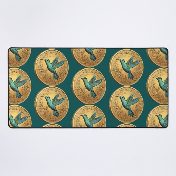 Item preview, OCHER YELLOW COIN A HUMMINGBIRD. designed and sold by Ciervo Primavera.
