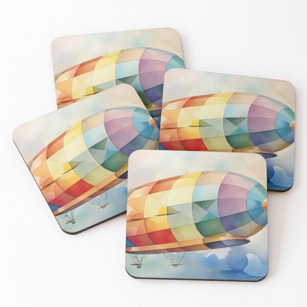 Item preview, a watercolor airship of pastel colors 2 designed and sold by FlaskLab.