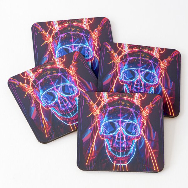 Item preview, “Neon light burst, traced topology, cranial beetle” designed and sold by Art-Vortex-fr.