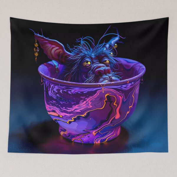 Item preview, “Psychedelic Iridescent Glowing Neon Liquid Paint Creature” designed and sold by Art-Vortex-fr.