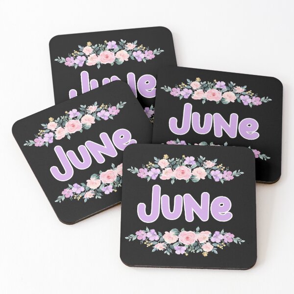 Item preview, Purple Flower June Name Label (Black) designed and sold by NormadWorld.