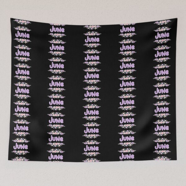Item preview, Purple Flower June Name Label (Black) designed and sold by NormadWorld.