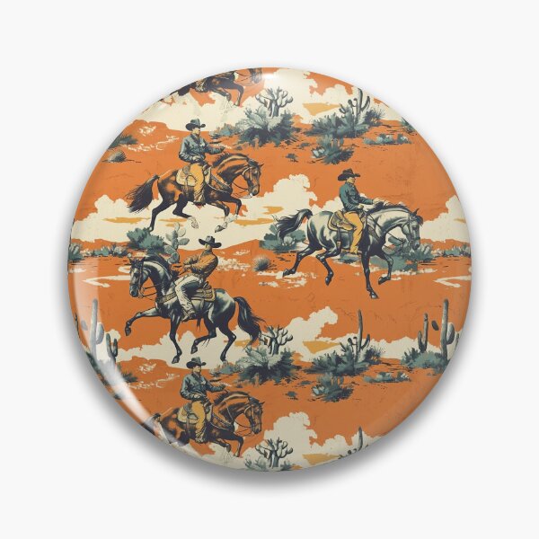 Item preview, Sunset Trails: Vintage Cowboy Print on Orange designed and sold by high-noon-moon.