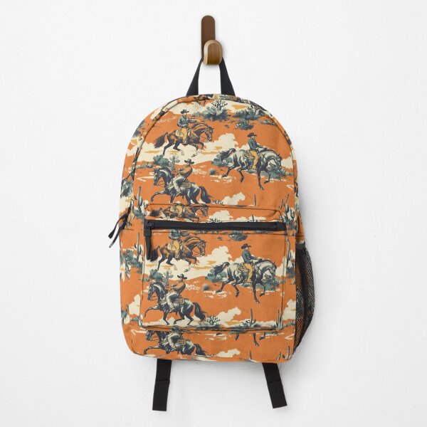 Item preview, Sunset Trails: Vintage Cowboy Print on Orange designed and sold by high-noon-moon.