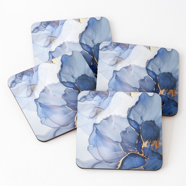 Item preview, Blue Lilly Flowers - Abstract Alcohol Ink, Watercolour Art designed and sold by inkvestor.