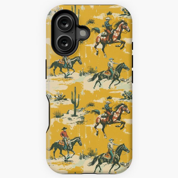 Vista previa del artículo con la obra «Sunny Trails: estampado de vaquero vintage en amarillo», diseñado y vendido por high-noon-moon.