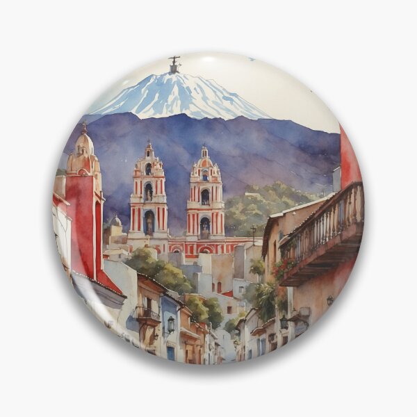 Item preview, Huachinango Puebla Mexico Magic Town Vintage Travel Tourism Watercolor Poster  designed and sold by TravelersGems.