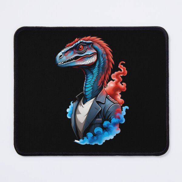 Item preview, Cool Velociraptor In A Jacket Blue Red Smoke designed and sold by TheArtOfPat.