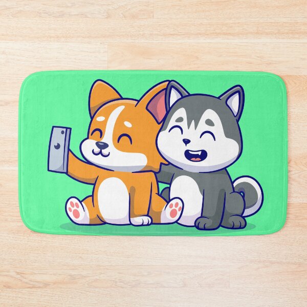Item preview, Paws and Selfie: Cute Husky Corgi Dog Cartoon Vector Icon" designed and sold by hjian8219.