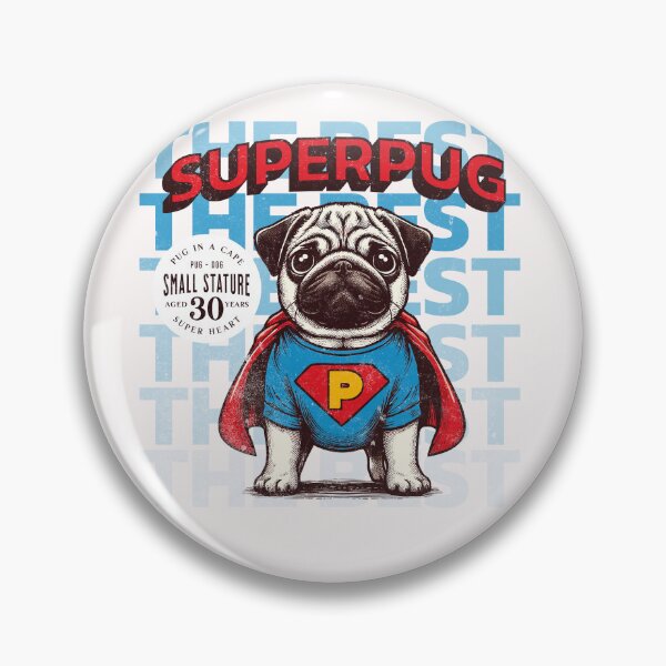 Item preview, Superhero Pug in Cape Comic Style Design designed and sold by IdeasDream.