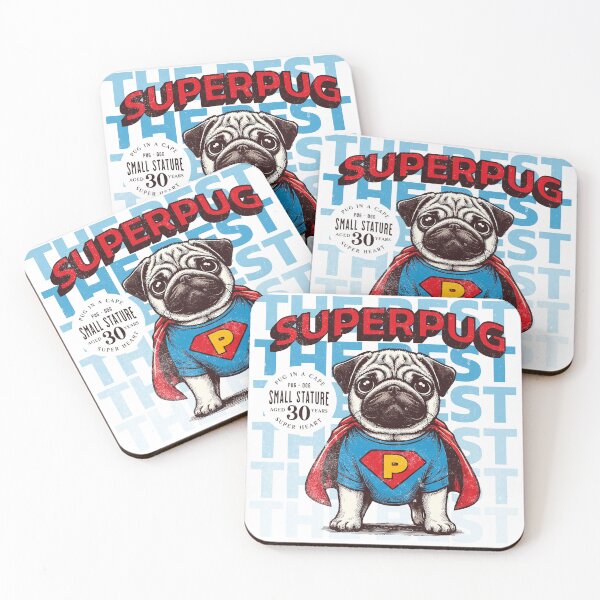 Item preview, Superhero Pug in Cape Comic Style Design designed and sold by IdeasDream.