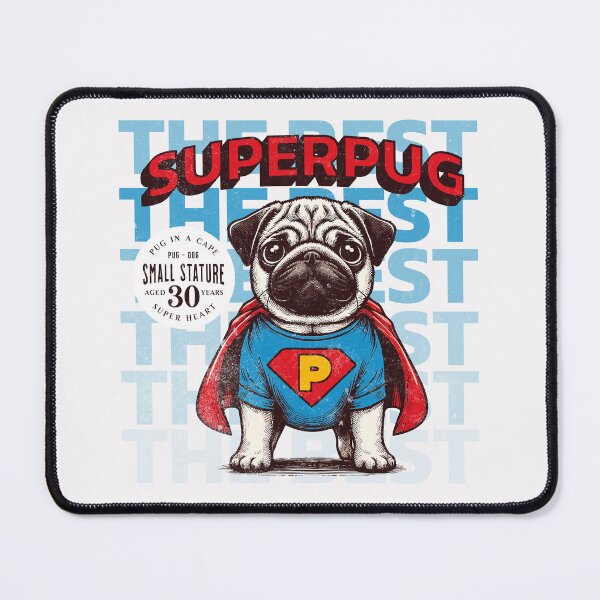 Item preview, Superhero Pug in Cape Comic Style Design designed and sold by IdeasDream.