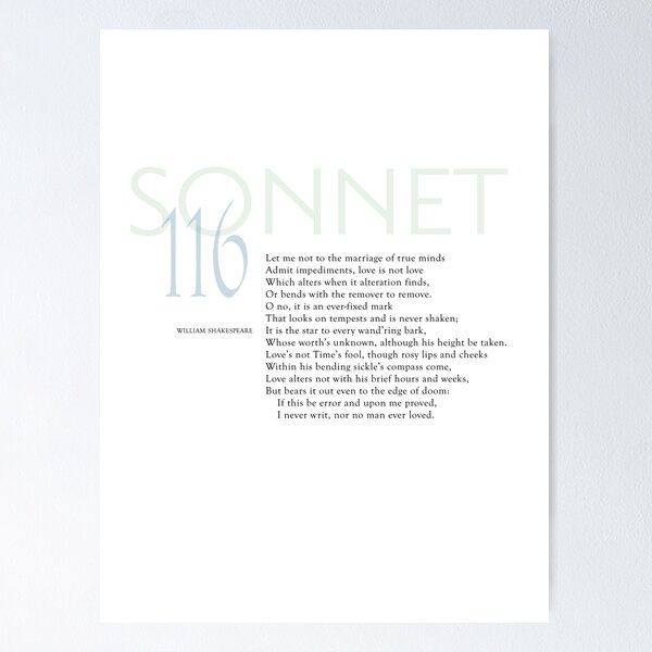 William Shakespeare Sonnet 116, Let me not to the marriage of true minds Poster