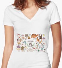 Ghibli Studios characters Women's Fitted V-Neck T-Shirt