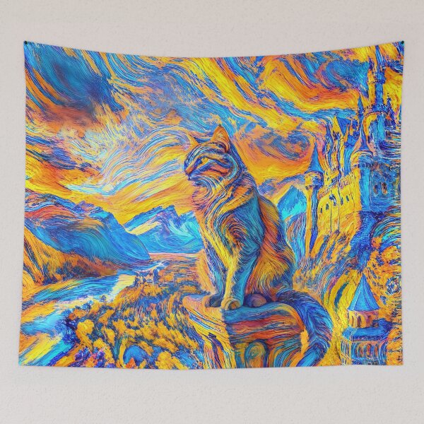 Item preview, Stylised castle and cat. DeepDream designed and sold by blackhalt.