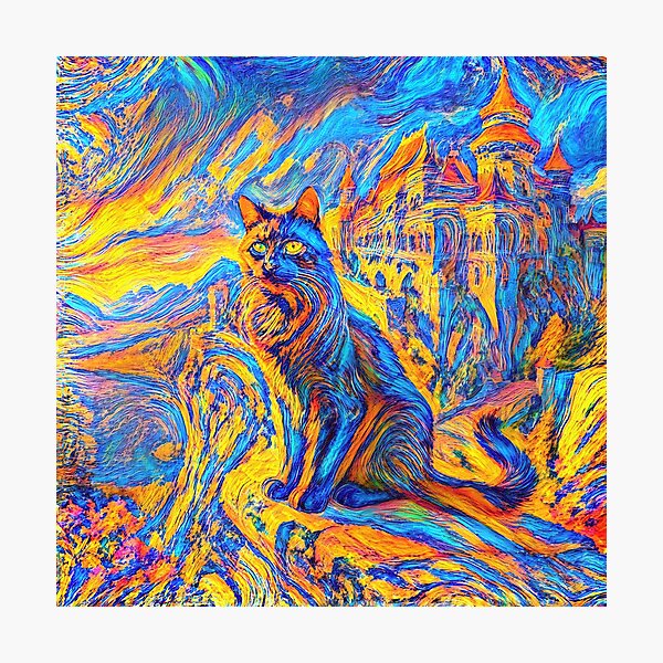 Item preview, Stylised castle and cat. DeepDream designed and sold by blackhalt.