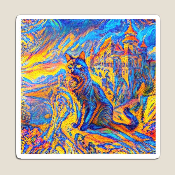Item preview, Stylised castle and cat. DeepDream designed and sold by blackhalt.