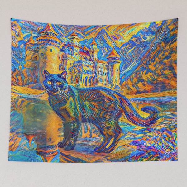 Item preview, Stylised castle and cat. DeepDream designed and sold by blackhalt.