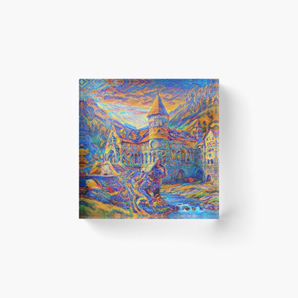 Item preview, Stylised castle and cat. DeepDream designed and sold by blackhalt.
