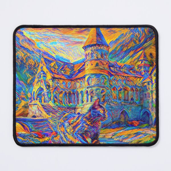 Item preview, Stylised castle and cat. DeepDream designed and sold by blackhalt.