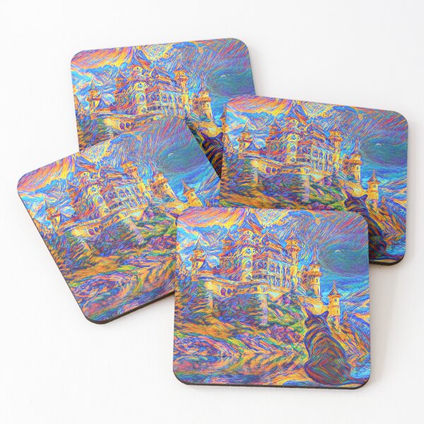 Item preview, Stylised castle and cat. DeepDream designed and sold by blackhalt.