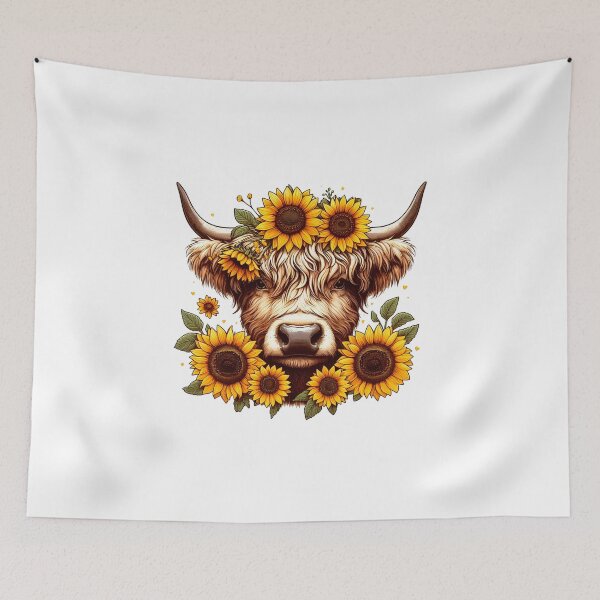 Item preview, Heilan Coo, Cute Highland Cow Sunflower on head designed and sold by HEERYAK.