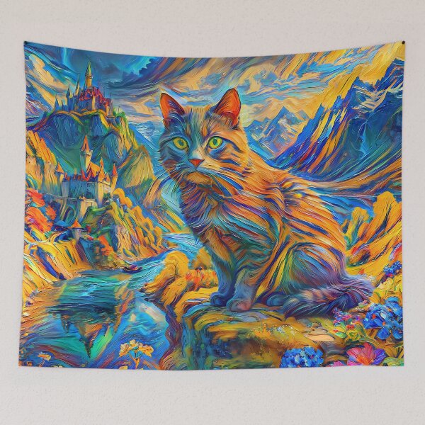 Item preview, Stylised castle and cat. DeepDream designed and sold by blackhalt.